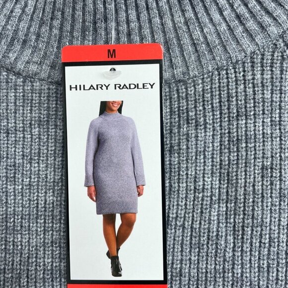 NEW Hilary Radley Womens Size M Grey Ribbed Knit Mini Sweater Dress Gray - Picture 8 of 12